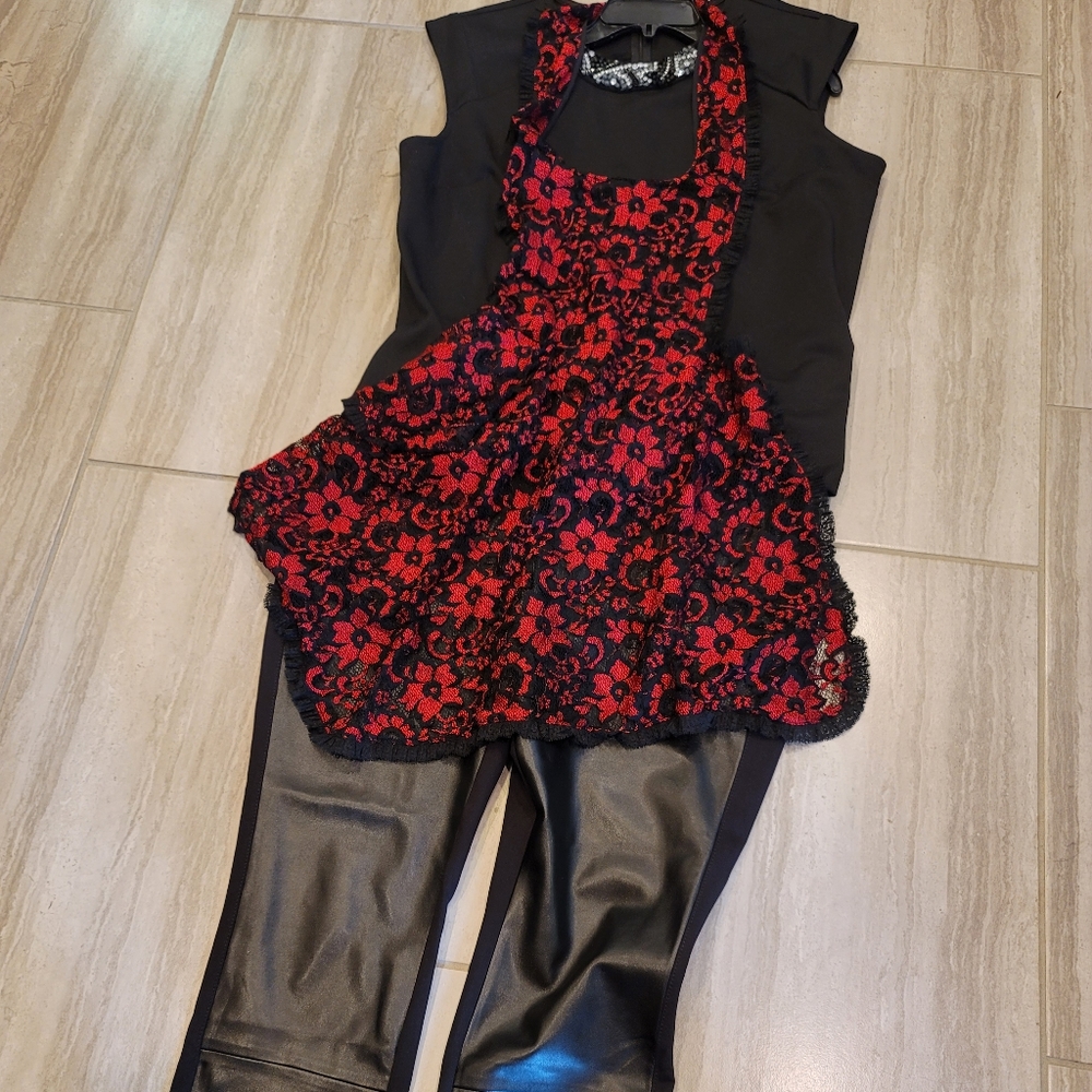 NWT Red Floral Lace Coverup/Apron Sz10 to 16 - Picture 2 of 7